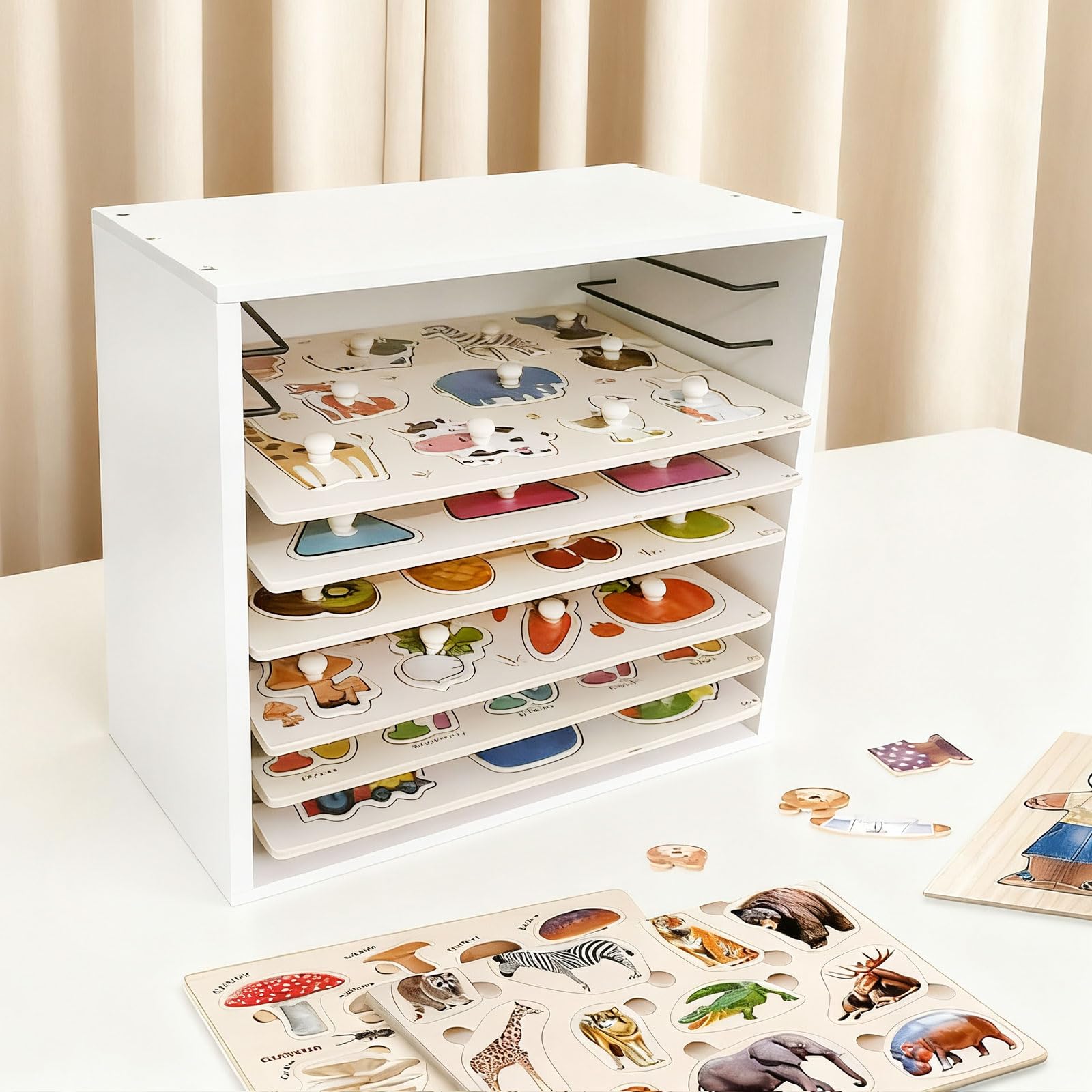 Amazon.com: NUOLUTH Wooden Puzzle Racks:10-Tier Puzzle Storage for